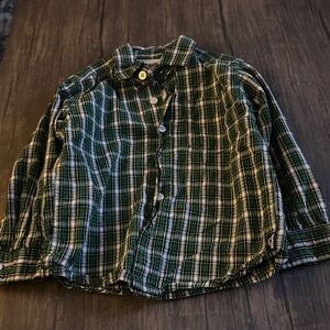 Kids Green Plaid Button-Up Shirt